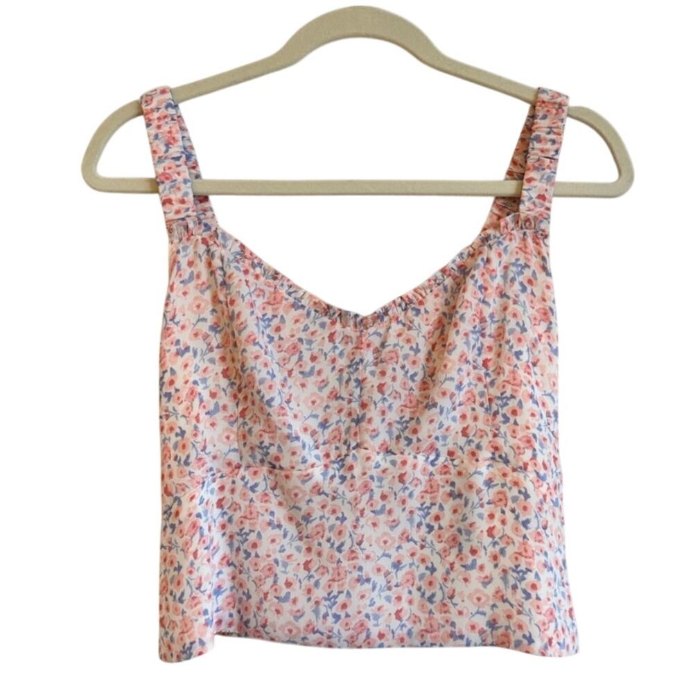 Abercrombie & Fitch Corset tank top floral  pink and blue‎ womens size small